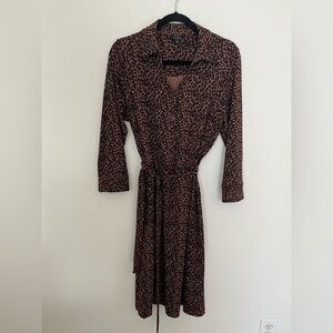 Talbots leopard print tie waist dress L